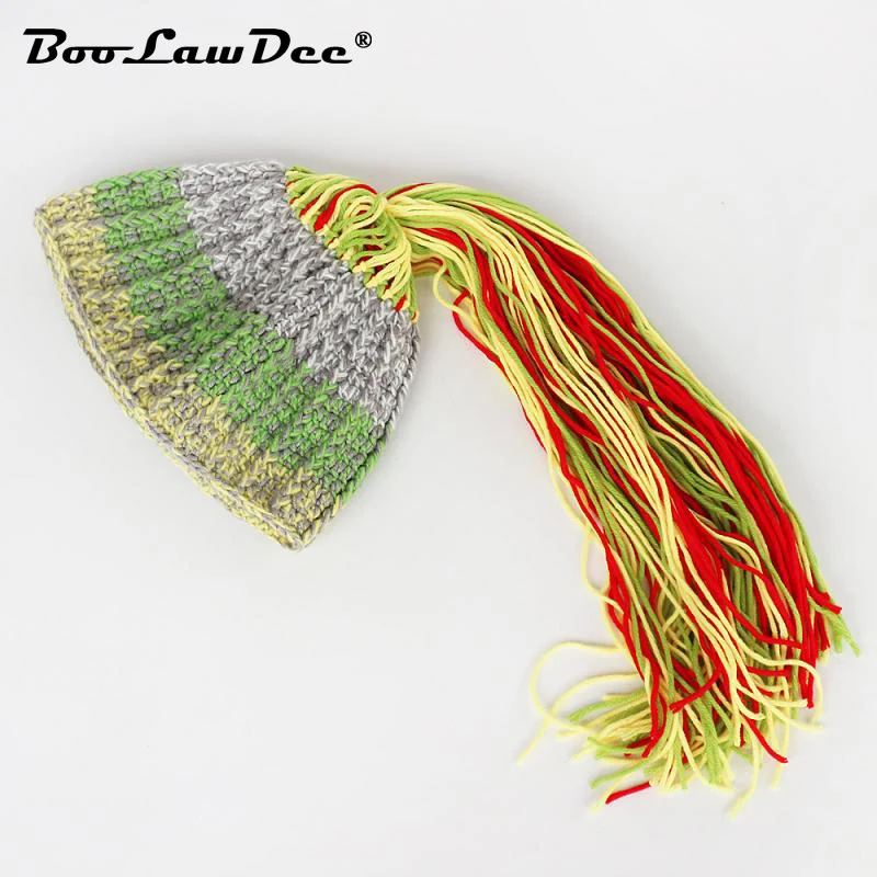 BooLawDee зимняя детская вязаная шапочка с ямайским париком шапка ручной работы