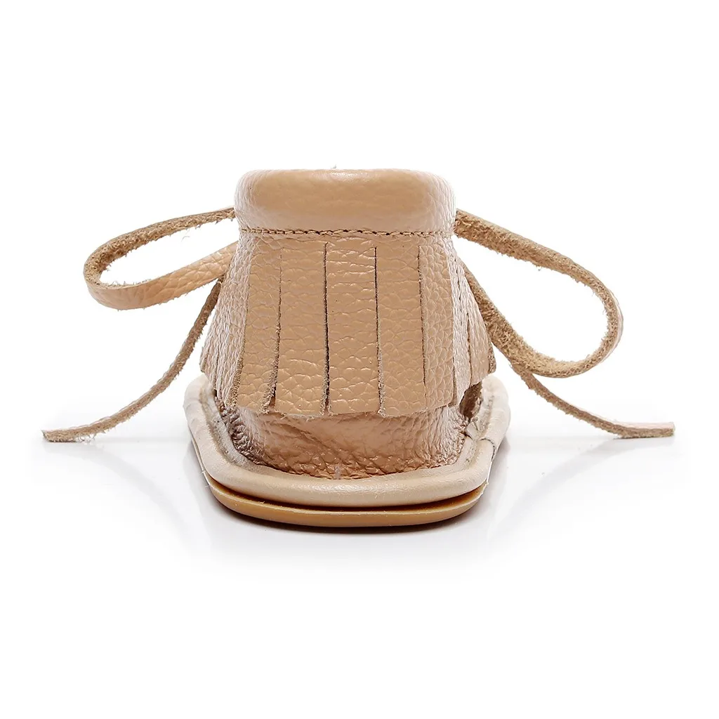 Сандалии SAGACE кожаные с бахромой для младенцев Нескользящие босоножки мягкой