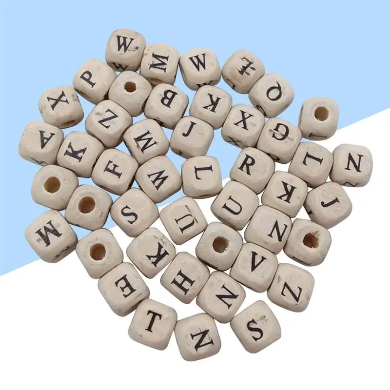 100 Pcs Alphabet Letter Wooden Beads 10 mm Cube Spacer Beads DIY Crafts for Bracelet Necklace Jewelry Making