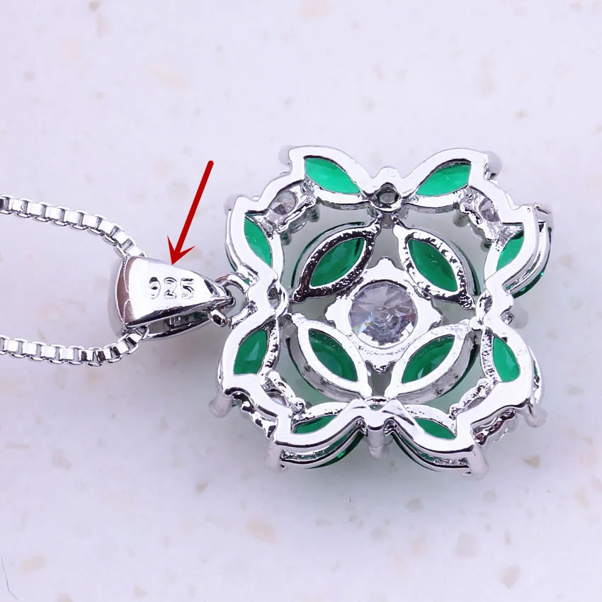 Женский комплект ювелирных украшений Delicate Green Created Emerald AAA CZ 925 пробы модные