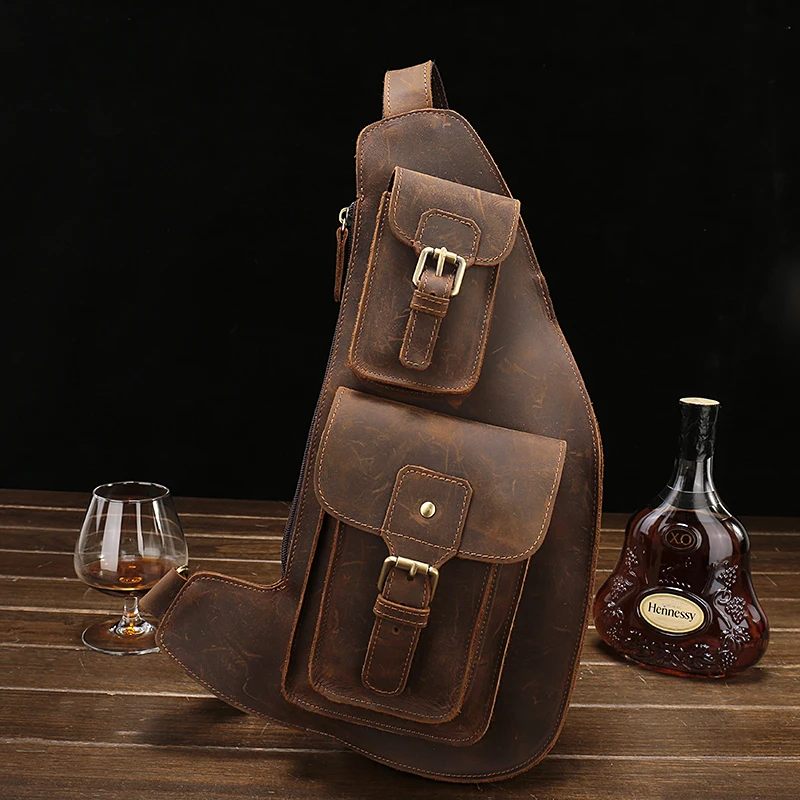 Crazy Horse из натуральной кожи Для мужчин сумка мужской Винтаж маленькая Курьерские