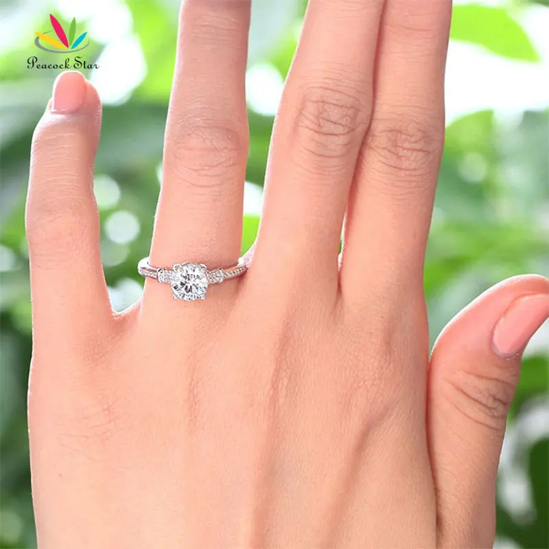 Павлин звезда Твердые 925 пробы Серебряное Обручальное Кольцо Годовщина