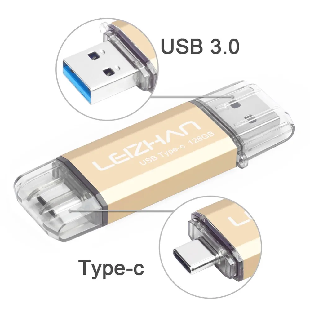 LEIZHAN USB C флэш накопитель 256 ГБ 3 0 быстрая скорость 16 32 64 128 флешка 512 ГБ|USB