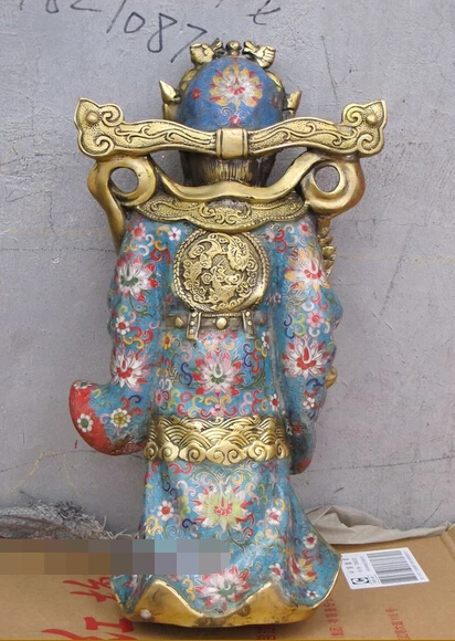 huij 006415 20&quotChinese Bronze Cloisonne folk religion dragon God of Wealth Bi Gan Statue | Дом и сад
