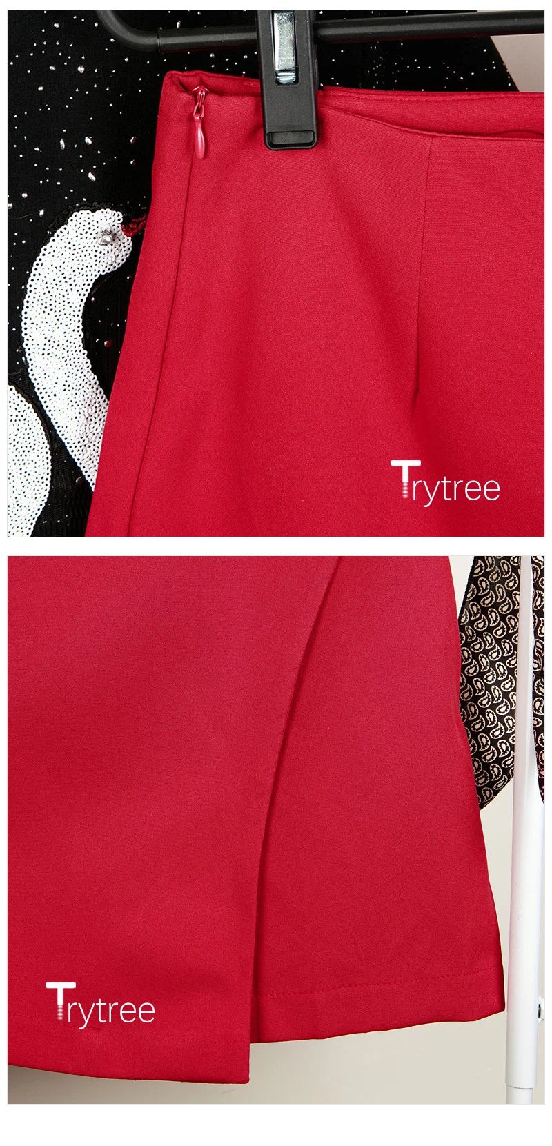 Trytree летний осенний женский топ из двух частей, повседневный топ+ юбка, модный женский офисный костюм из полиэстера с круглым вырезом, комплект из 2 предметов