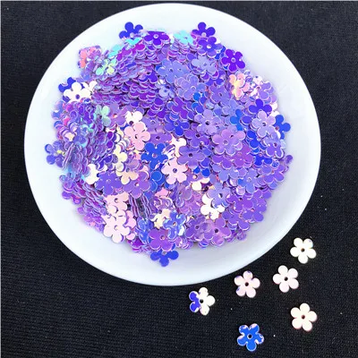 Light Purple 1000 шт./лот, Размер 7 мм, с пятью пальцами, с цветами, рассыпчатыми пайетками, плоская слива, с блестками, для шитья, для женщин, аксессуары для одежды - Цвет: Light Purple