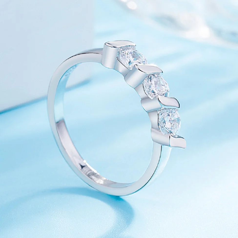 Kristi Tina Wedding Three Zircon плоский горный хрусталь кольцо Кристалл розовое золото цвет