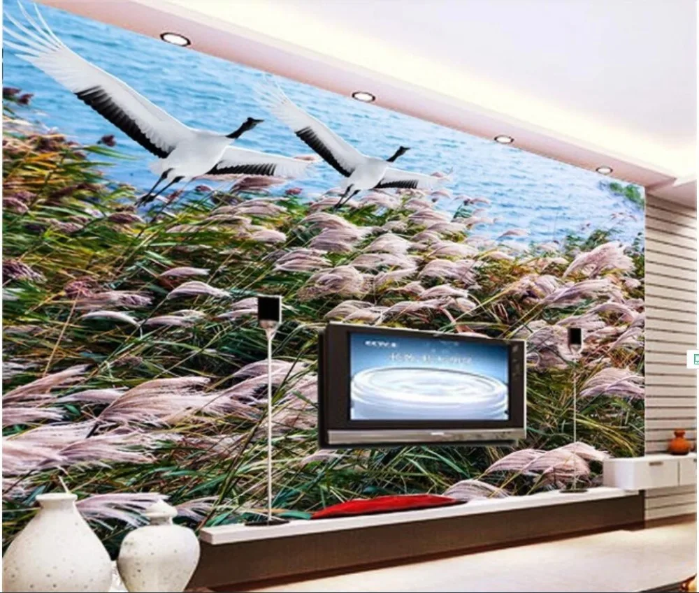

3D-обои на заказ, фотообои на стену, озеро, тростник, пейзаж, домашний декор, фон для гостиной, обои для стен 3 d