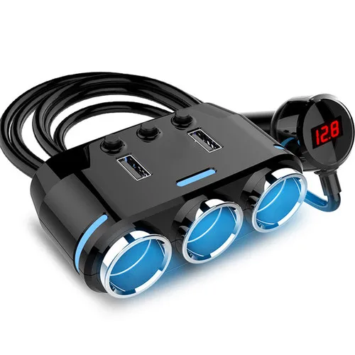 

12V Car Cigarette Lighter LED USB Charger Adapt e3 Way Socket Splitter Plugr For Phone Pad