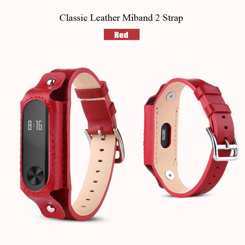 Red Модный браслет mi Band 2 из натуральной кожи, ремешок на запястье mi 2, умный Браслет, сменный ремешок из натуральной кожи для Xiao mi Band 2 - Цвет: Red