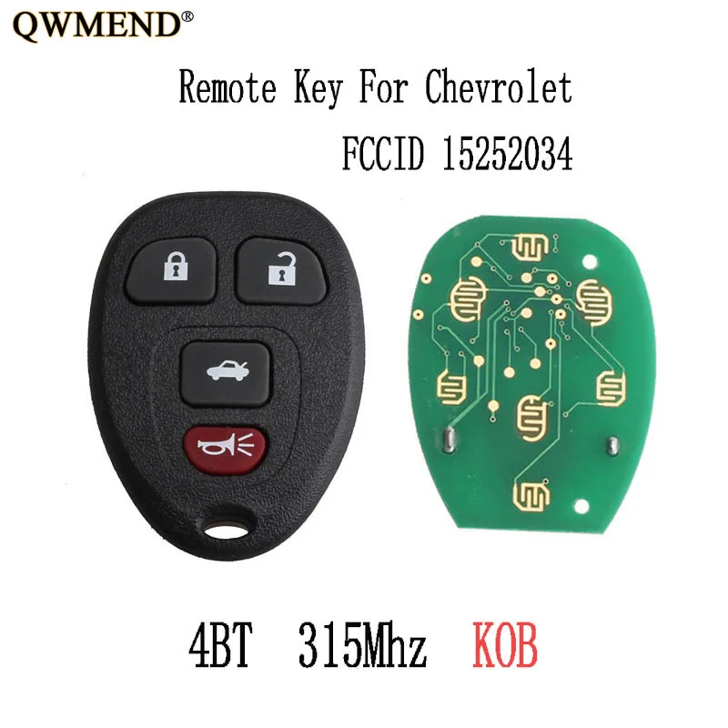 QWMEND 2 шт * 315 МГц дистанционный ключ для Chevrolet Cobalt 2005-2010 Malibu 2004-2012 KOBGT04A 15252034