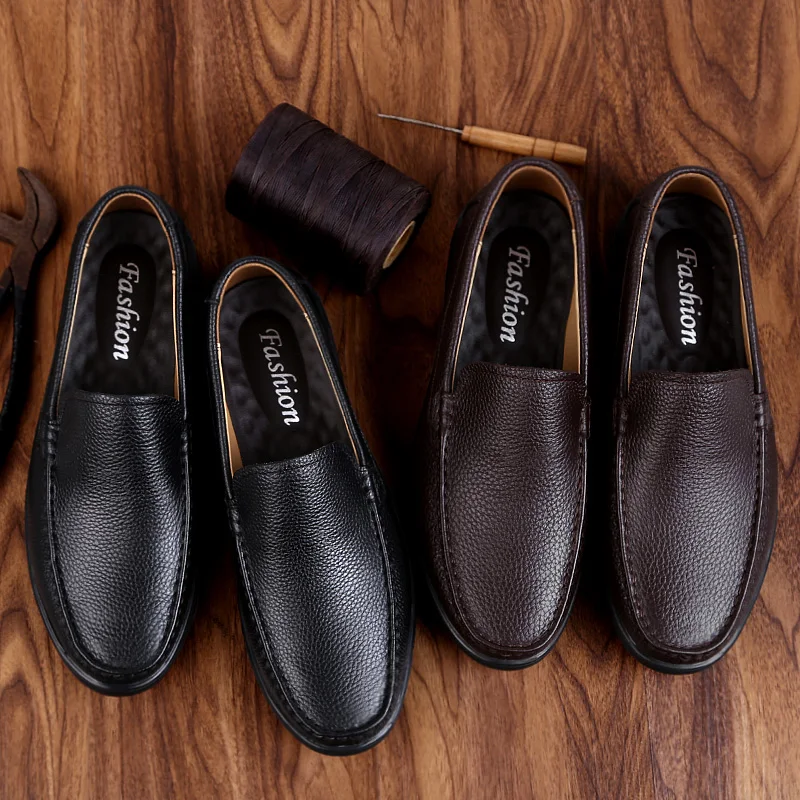 1Men Genuine Leather Shoes outdoor Business Dress Moccasins loafers Flats Slip On New Men's Casual Mens L5 | Обувь
