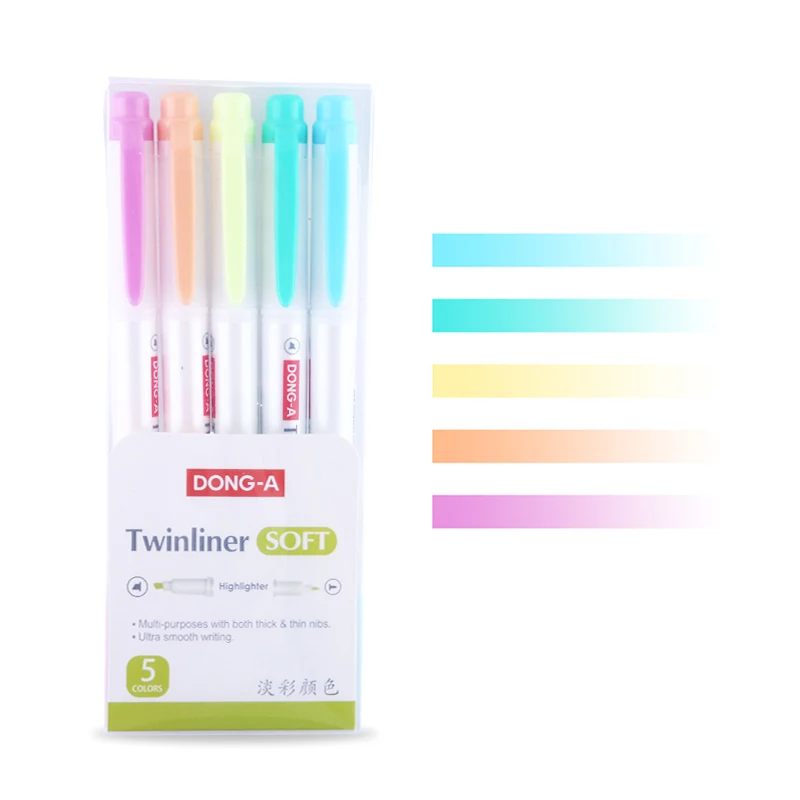 5 color Light Корейский Kawaii пастельный текстовый маркер двойной наконечник маркеры Fosforlu Kalem Mildliner стиль Пуля журнал поставок Milkliner Destacador - Цвет: 5 color Light
