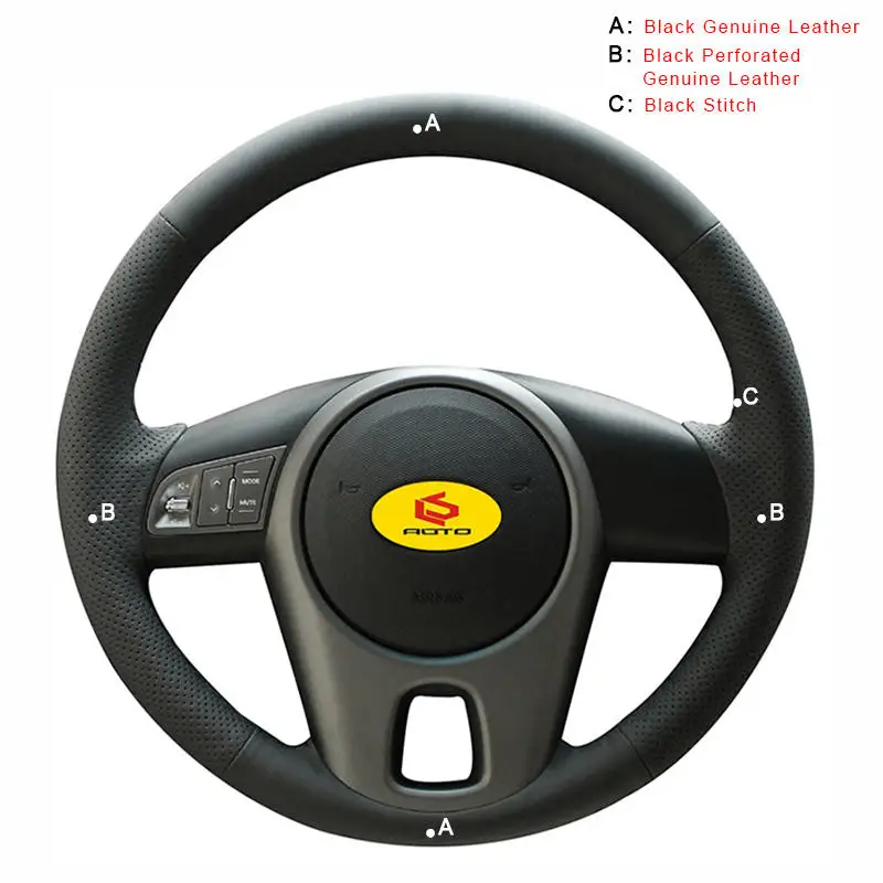 Авто оплетка на руль Крышка для Kia Forte 2009- Soul 2010-2013 Rio 2009-2011 ручная швейная чехол рулевого колеса автомобиля - Название цвета: Genuine Leather