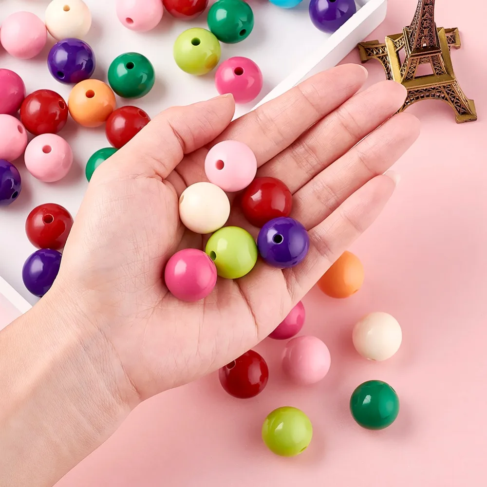 

20mm Round Bubblegum Snap Acrylic Opaque Loose Ball Beads Jewelry Making Diy Mixed Color Hole: 3.7~4mm; about 100pcs/500g