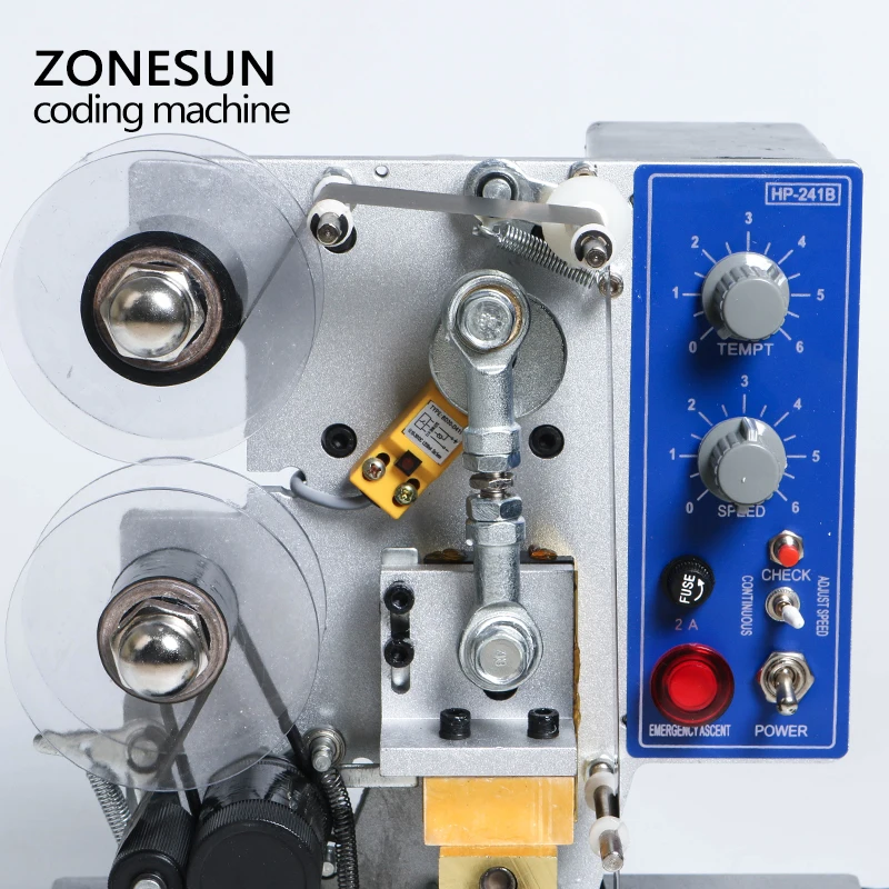 ZONESUN полуавтоматический горячего штамп лента для маркировочной Машины Дата