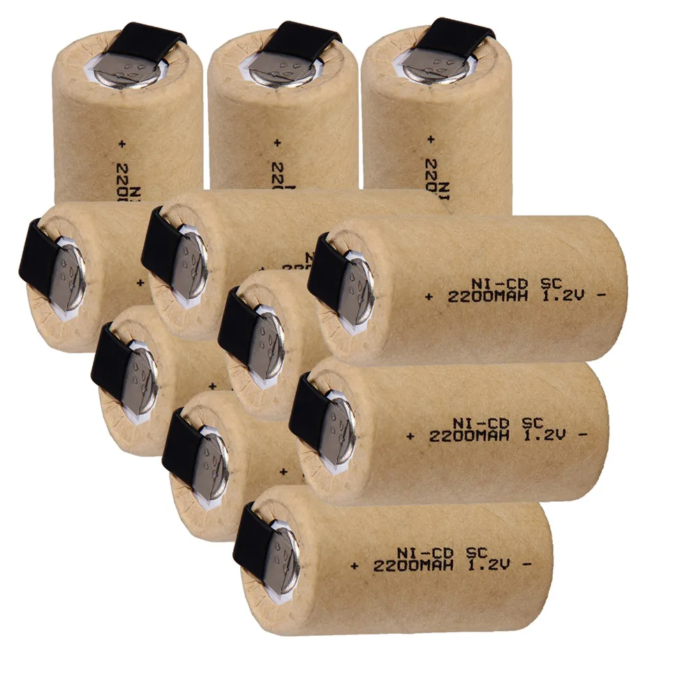 Быстрая доставка 10 шт SC батареи 2200mah 1 2 v subc nicd SUBC батарея Замена для