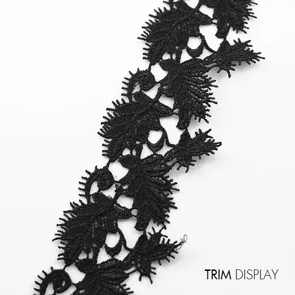 Вышитый черный лист кружевной ткани Отделка ленты аппликация мотив Скрапбукинг