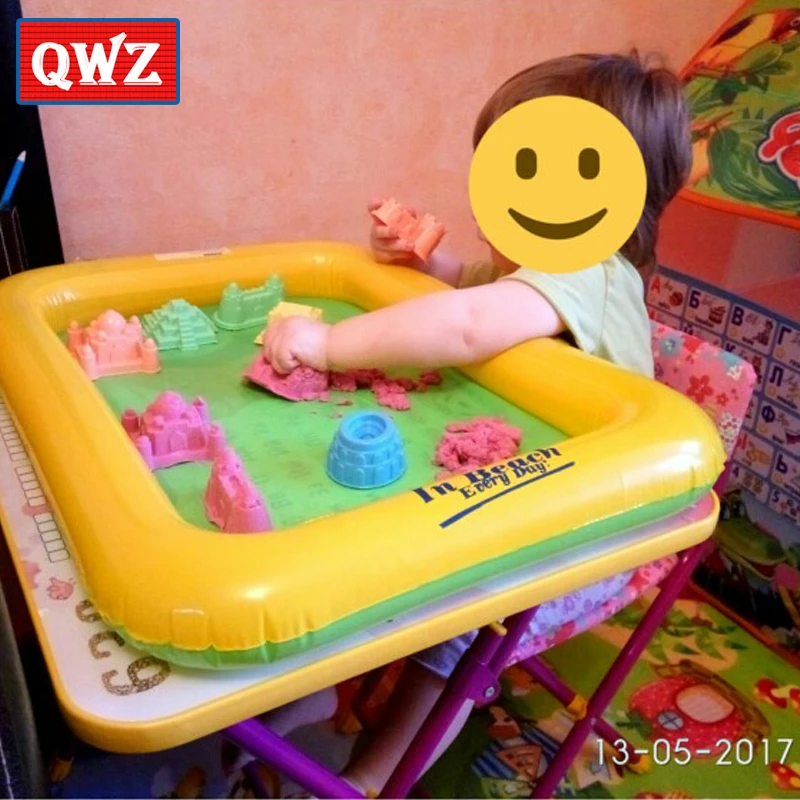 QWZ, 26 шт., динамические, удивительные, нет-беспорядок, для помещений, волшебный игровой песок, детская игрушка, Марс, космос, надувной лоток для песка, аксессуары, многофункциональные