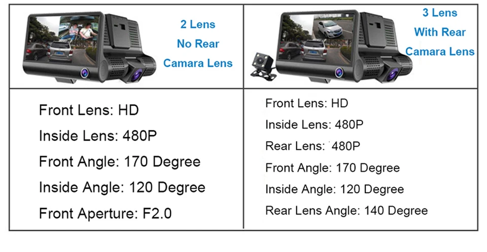 MaoHooMa Car Dvr 3 Camera Lens 4.0 Inch Dash Cam Auto Video Recorder Registrator Dual Lens With Rear View Camera DVRS Camcorder
