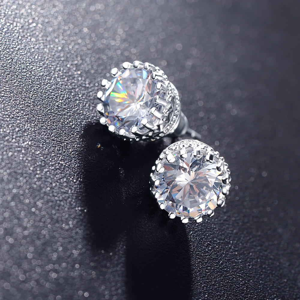 Маленький круглый серьги стержня Высокое качество Мульти Сохатый 8 мм 2ct CZ