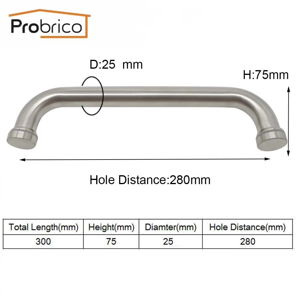 Probrico Grab Bar Толстая проволочная форма из нержавеющей стали полая дверная ручка 11