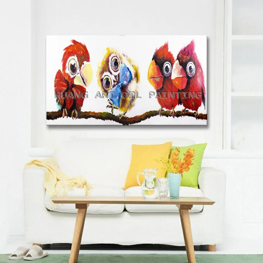 Забавный дизайн 4 птицы друг картина маслом на холсте художника ручная роспись