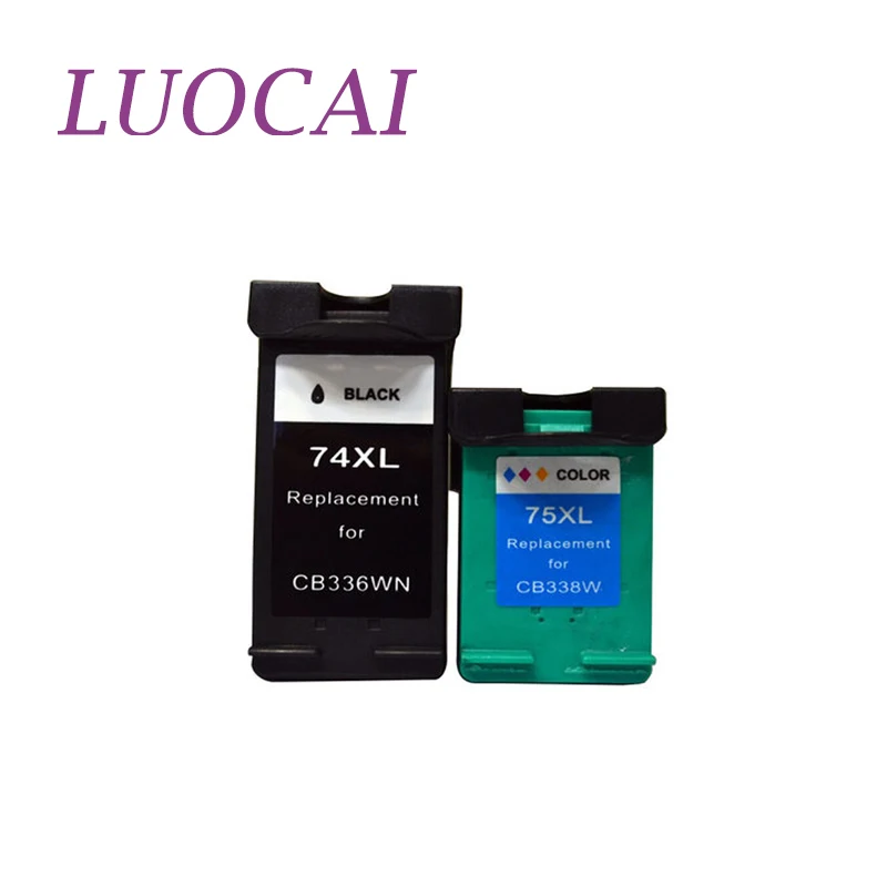 LuoCai совместим с планшетом 74 75 CB335WN CB337WN Photosmart C4200 C4280 C4345 C4380 C4385 C4480 C4580 для HP74 2 шт.|ink