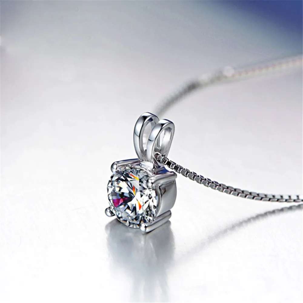 Мода круглой огранки 4 контакт настройки AAA + CZ подвеска Цепочки и ожерелья 0 05 мм