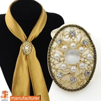 2018 new pearl rhinestone luxury silk scarf buckle brooch clip small square scarf buckle scarf buckle super color protection pla