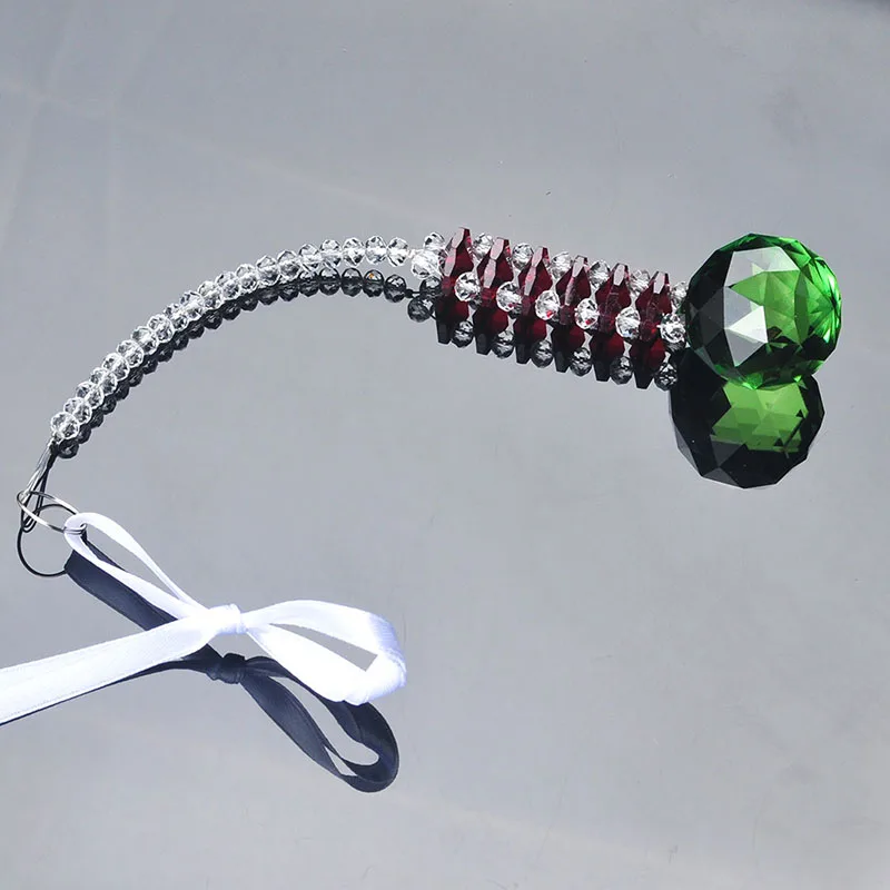 7 Inch Hanging Pendant Green Faceted Ball Crystal Prisms For Chandelier Suncatcher Car Decor Window Ornament | Дом и сад
