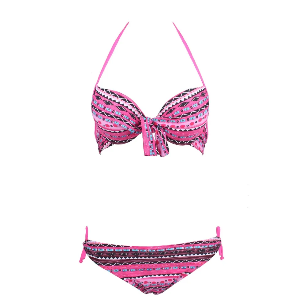 2019 г. женские разноцветные купальники пуш-ап с рюшами в богемном стиле | Женская