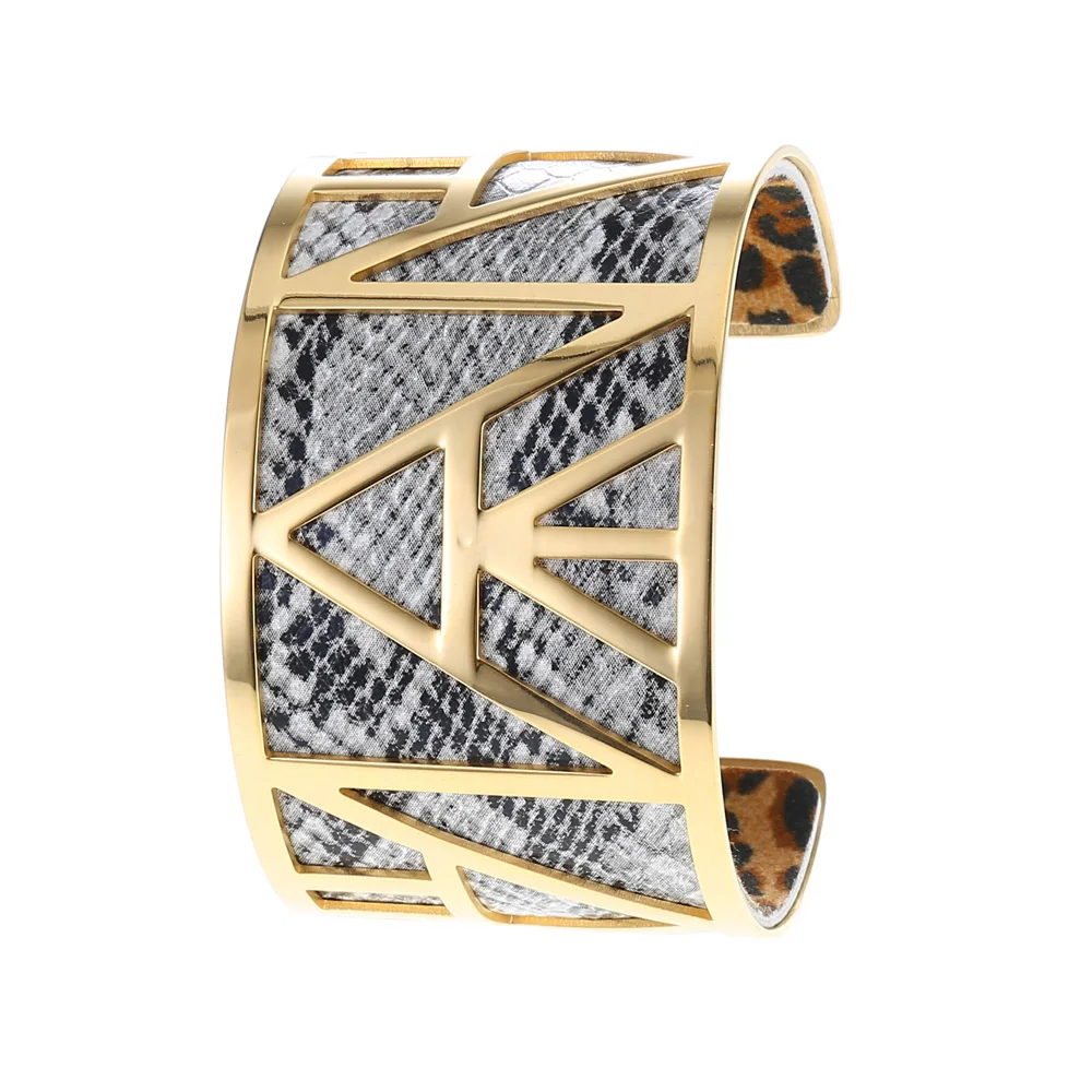 Браслет женский из нержавеющей стали под золото со сменной кожей|Браслеты| |