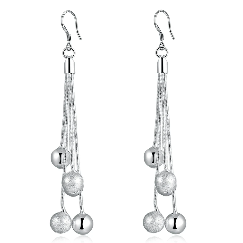 Высокое качество Серебряные кисточки длинные пять блестящих цепей бусины скраб