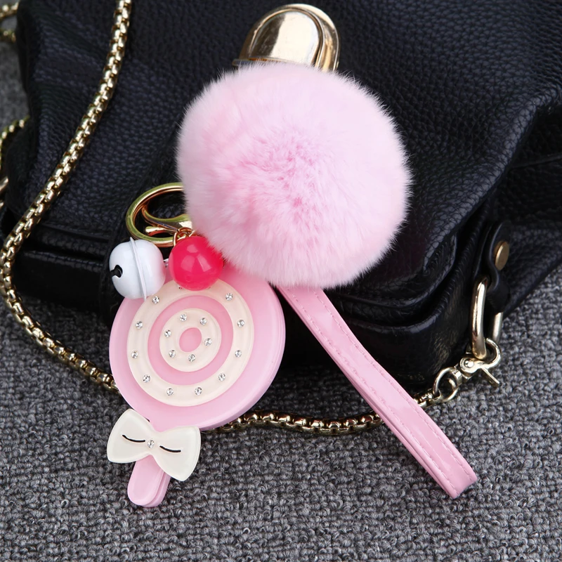 Брелок для ключей роскошный пушистый брелок с помпоном из кроличьего меха