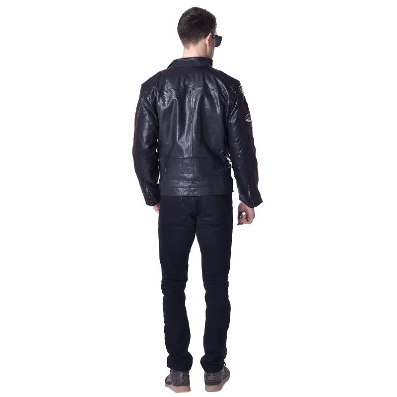 

CLEARANCE 100% Natural Sheepskin Men Leather Jacket Quilted Soft Man Leather Coat Male Clothing Autumn Early Winter M048