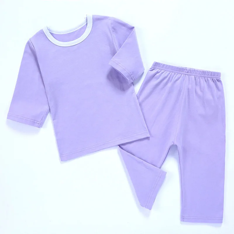 Violet Детские пижамы для девочек, пижамный комплект, хлопковая одежда для сна для мальчиков, пижамы, Детская одежда, комплекты пижам для малышей 2, 4, 6, 8, 10, 11 лет - Цвет: Violet