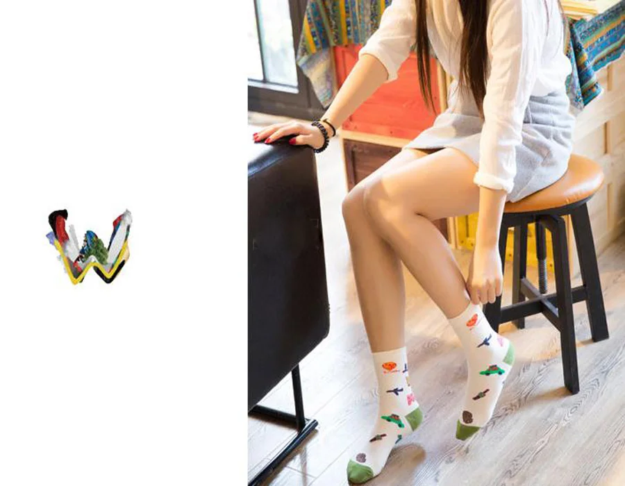 [Cospacool] Новые женские носки без пятки с рисунком машины/любви на осень/зиму теплые