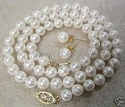 

LHX54013>>8-9MM Classic Fashion natural White Cultured Pearl Necklace Earring Sets