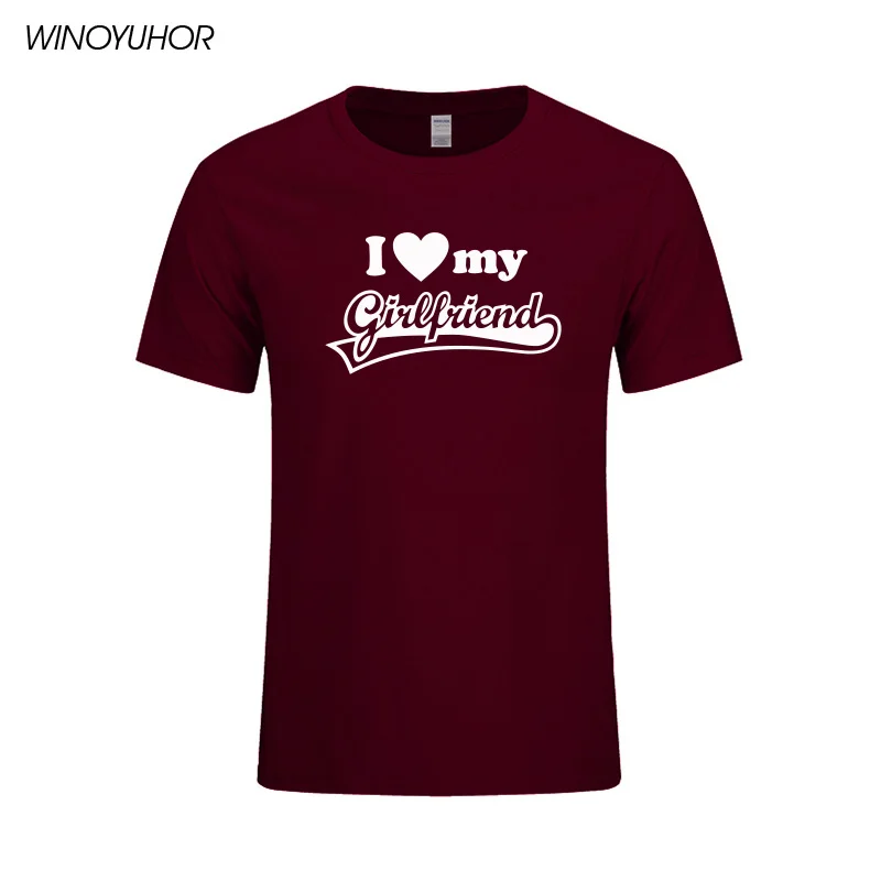2021 Новая мода I Love My Girlfriend забавная Футболка с принтом мужские футболки подарок