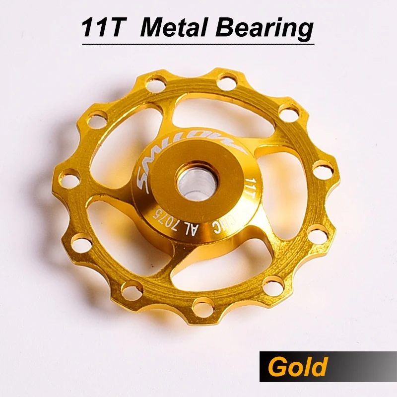 11T Gold 11T MTB велосипедный задний переключатель Jockey колеса 4 мм 5 мм 6 мм герметичный подшипник 13 т шкив AL7075 CNC дорожный велосипед направляющий ролик направляющий - Color: 11T Gold