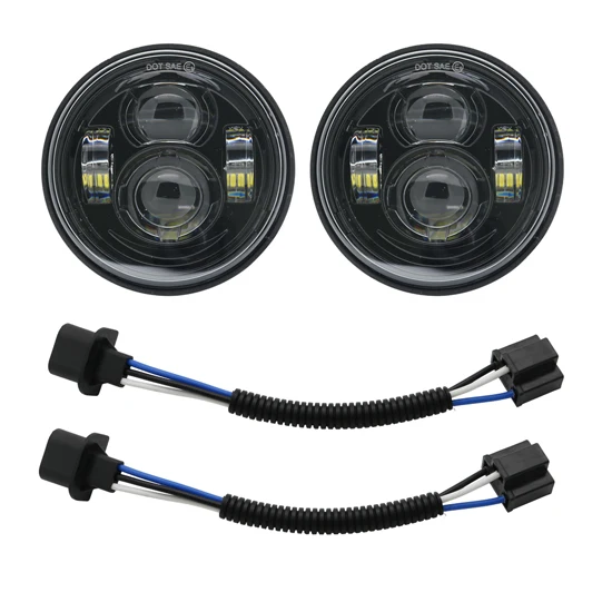 4,65 дюймов для мотоцикла двойной светодиодный фары с DRL halo Fo Fat Bob FXDF 08-16 15 - Цвет: black