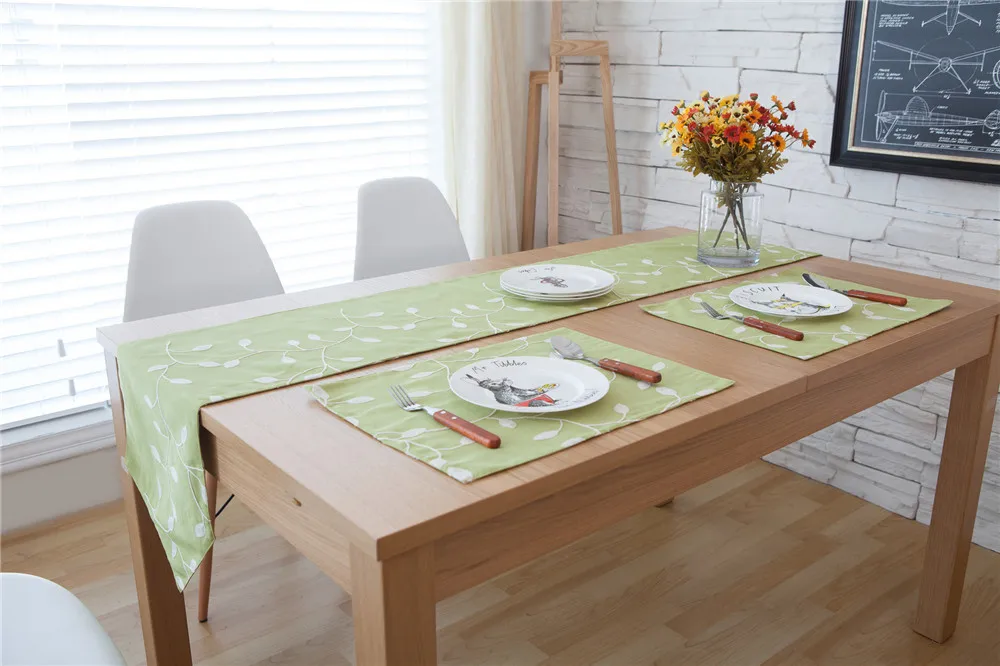 Деревенский лист печати вышитый стол флаг бегун скатерть твердая современная