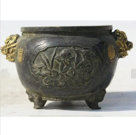 KK старый указан Китайский бронзовая позолота птица Клык дракона горелка для