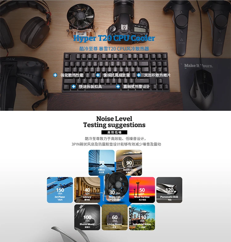 Кулер Cooler Master T20 2 медные тепловые трубки кулер для процессора Intel 775 115X AMD AM4 AM3 cpu Радиатор 95,5 мм 3pin Вентилятор охлаждения процессора ПК тихий