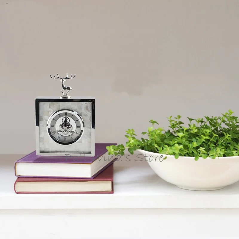 Exquisite fashion silver elk Household table clock Creative animal deer business office clocks | Дом и сад