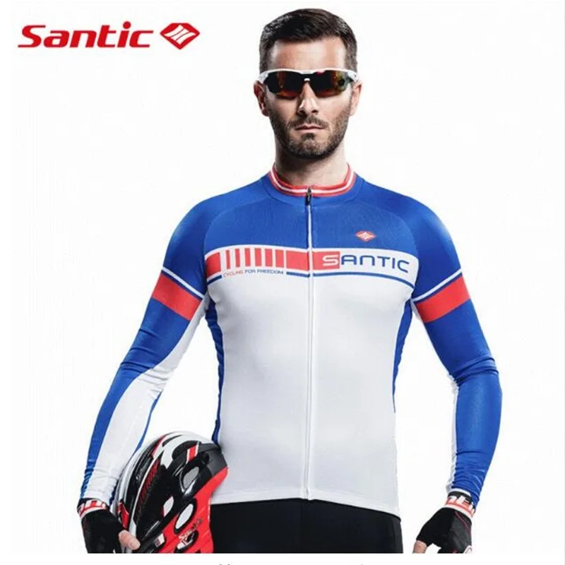 Santic Велоспорт Джерси с длинным рукавом Для мужчин анти-пот MTB bicycel Костюмы Ropa Ciclista