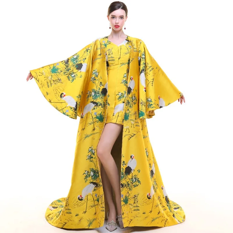 Желтое китайское вечернее платье длинное женское летнее традиционное Cheongsam Vestidos