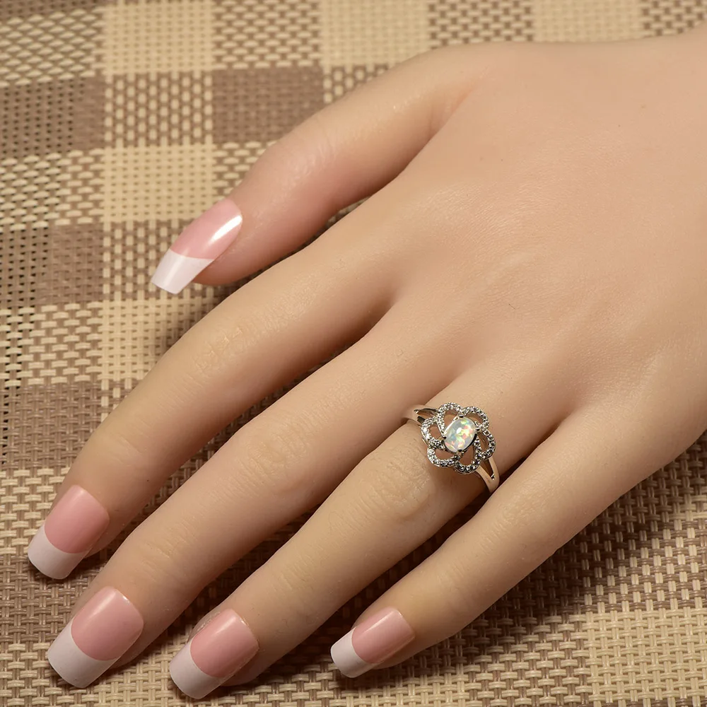 Weinuo White Fire Opal Crystal Ring 925 Sterling Silver Top Quality Fancy Jewelry Wedding Size 5 6 7 8 9 10 A379 | Украшения и