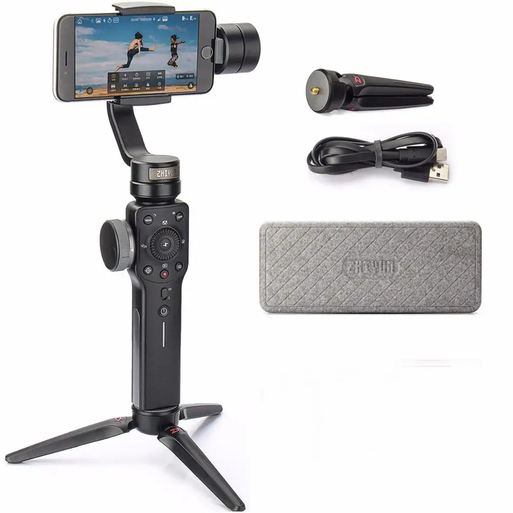 smooth 4 balck Zhiyun Smooth 4 3-осевой Карманный стабилизатор для смартфона iPhone X 8 плюс 7 6 Plus SE samsung Galaxy S9, 8,7, 6 и экшн-камер - Цвет: smooth 4 balck